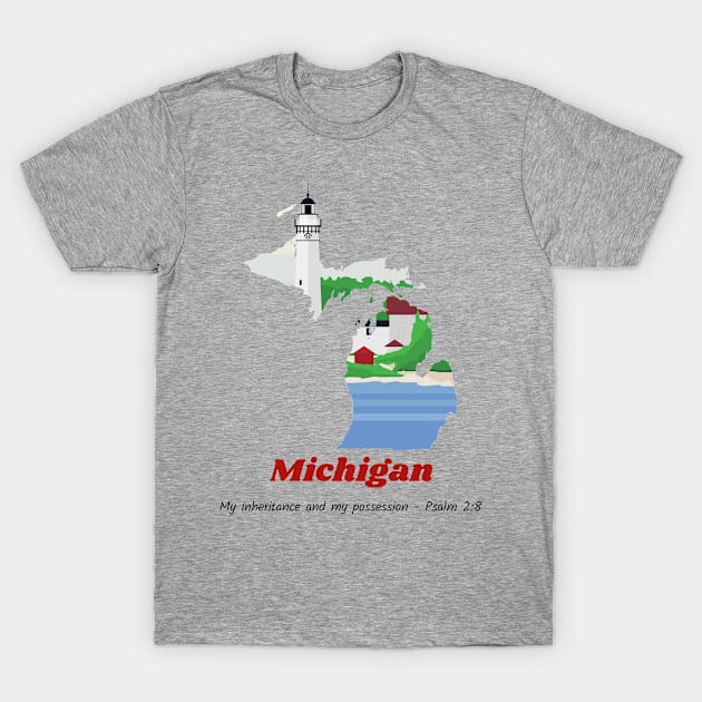 USA State of Michigan Psalm 2:8 - My Inheritance and possession T-Shirt by WearTheWord